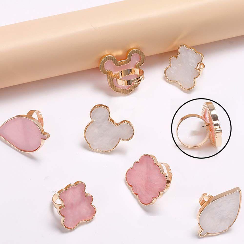 Needway  Cincin Palet Kuku Fashion Adjustable Nail Display Stand Awan Beruang Bentuk Mickey Gel Polish Plate