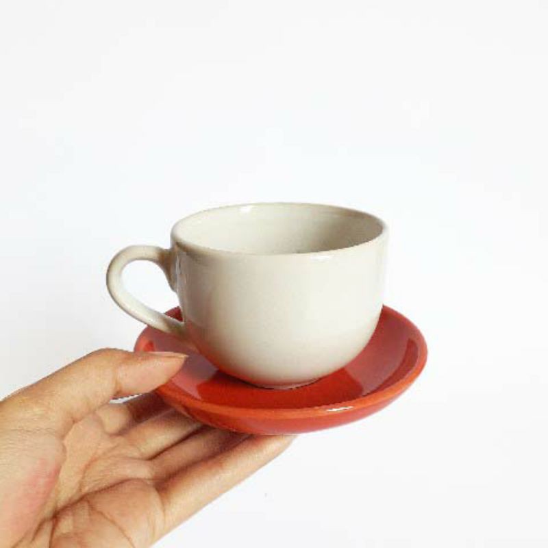 CS190Z Cangkir Putih Saucer Bulat Warna 190ml Tea Cappuccino Cup