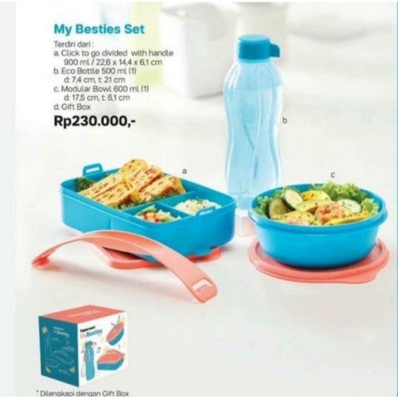 Tempat bekal makan set tupperware my besties set