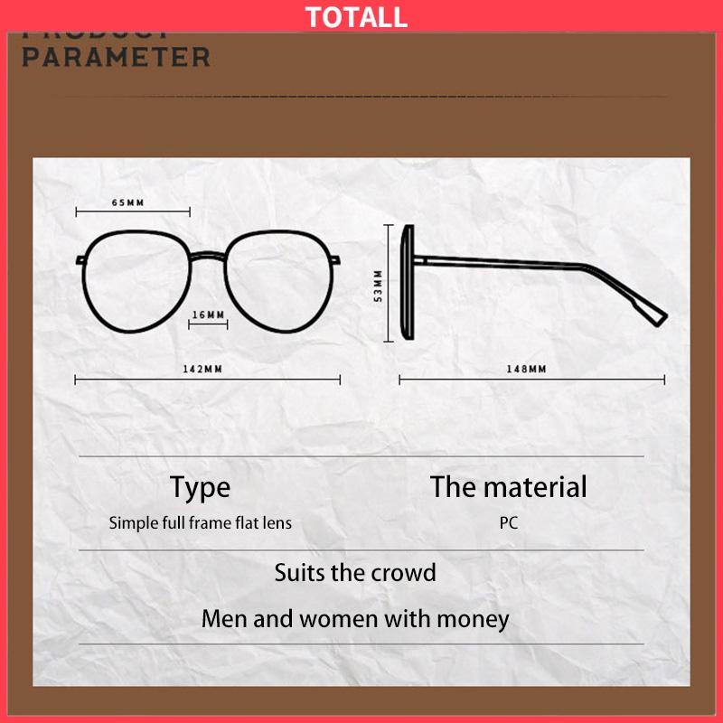 COD Kacamata Fashion Korea Bingkai Bulat Kacamata Anti Cahaya Biru untuk Wanita Pria Kacamata Tren-Totall