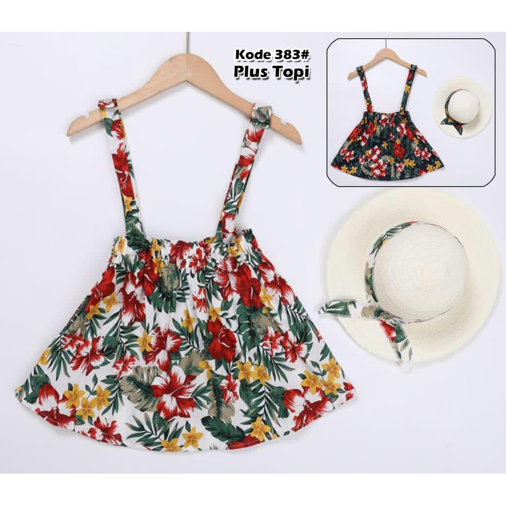 383#  dress anak// dress anak daun// dress plus topi// fashion dress anak