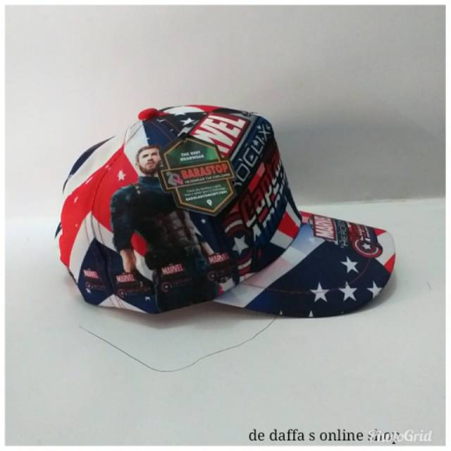 Topi anak baseball  twill printing superhero CAPTEN AMERICA