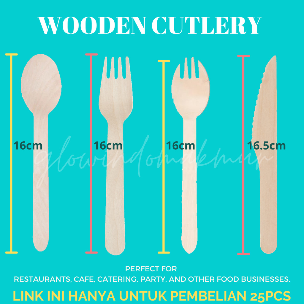 25PCS Sendok Kayu Wooden Spoon Sendok Dessert Kayu Sendok Makan Kayu Garpu Kayu Spork