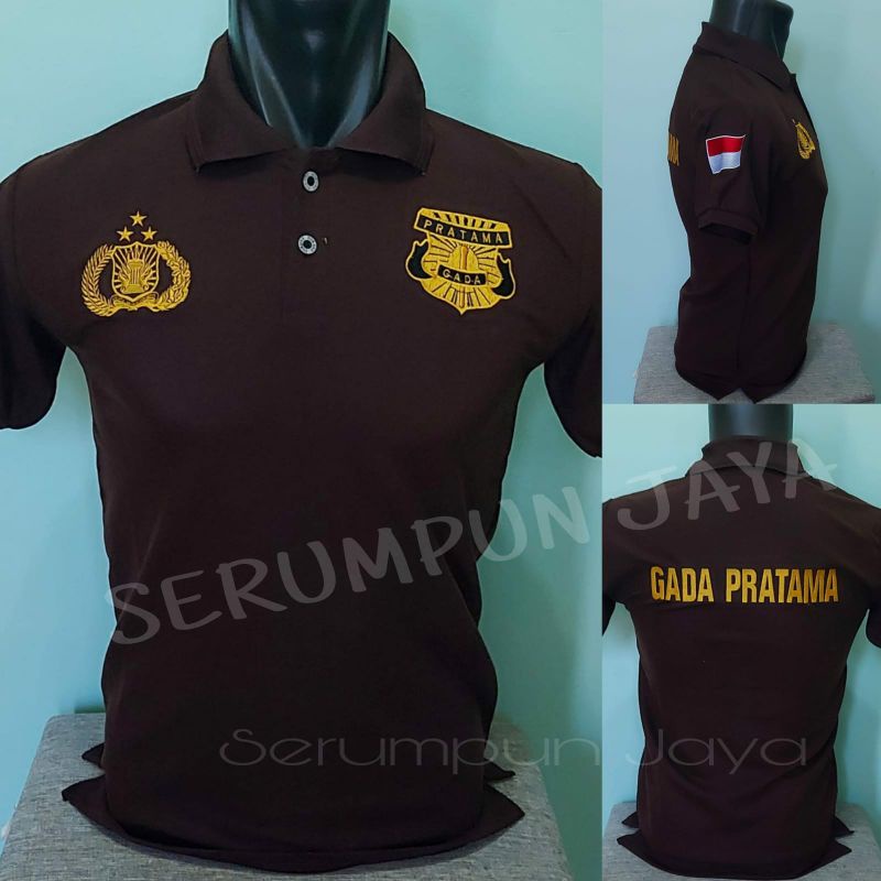 KAOS GADA PRATAMA COKLAT TERBARU - KAOS KERAH GADA PRATAMA COKLAT TERBARU FULL BORDIR