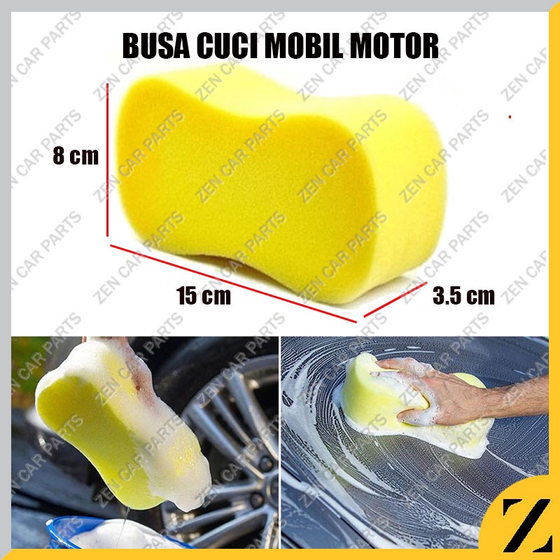 Foto Sponge Busa Cuci Mobil Motor Piring Kuning 8 Busa Foam Wash Tebal Spon