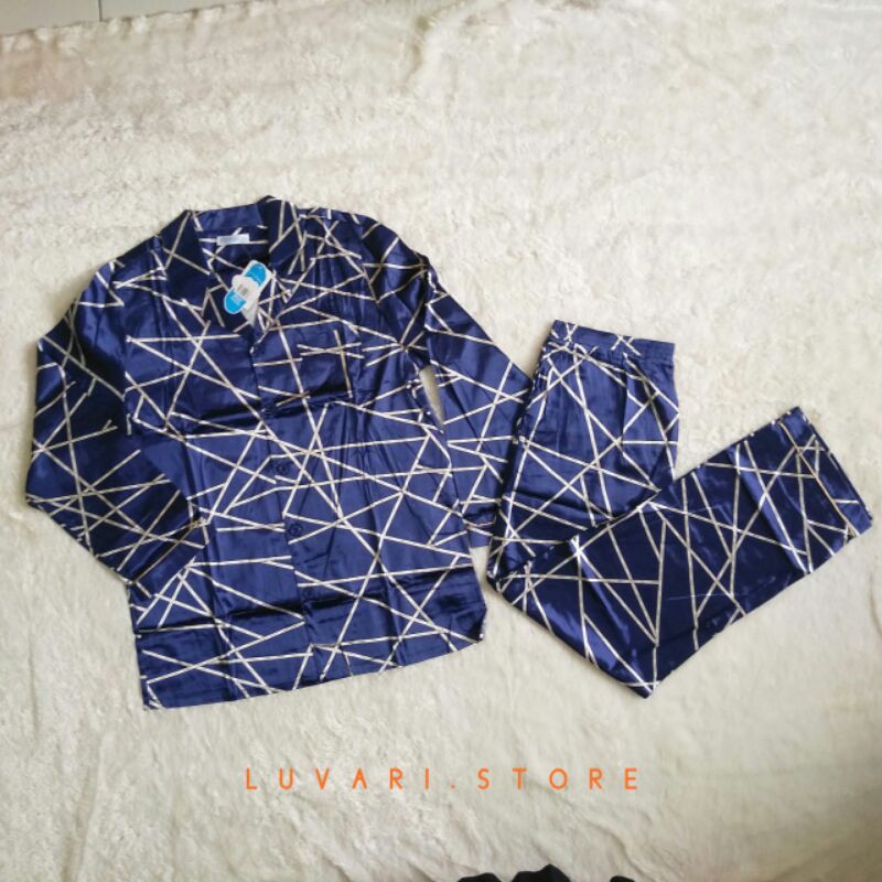 Piyama Baju Tidur Wanita Pria Dewasa Jumbo Silk Tangan Panjang Celana Panjang Murah