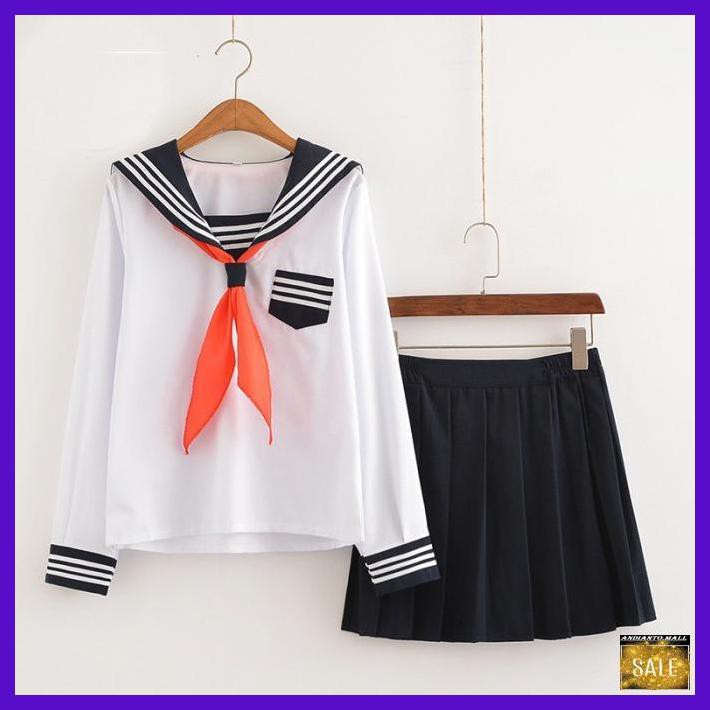 KOSTUMBIHO- SEIFUKU 5 / SERAGAM SEKOLAH JEPANG LENGAN PANJANG PUTIH + DASI - TIPE A -ASLIII.