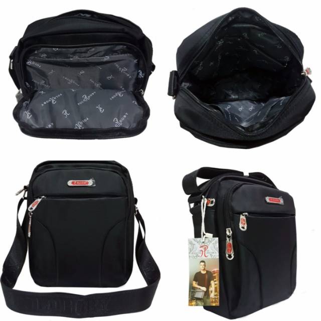 Polo Hoby Tas Selempang 9 Inchi 111-08 Polyester Nylon Import Original - Black