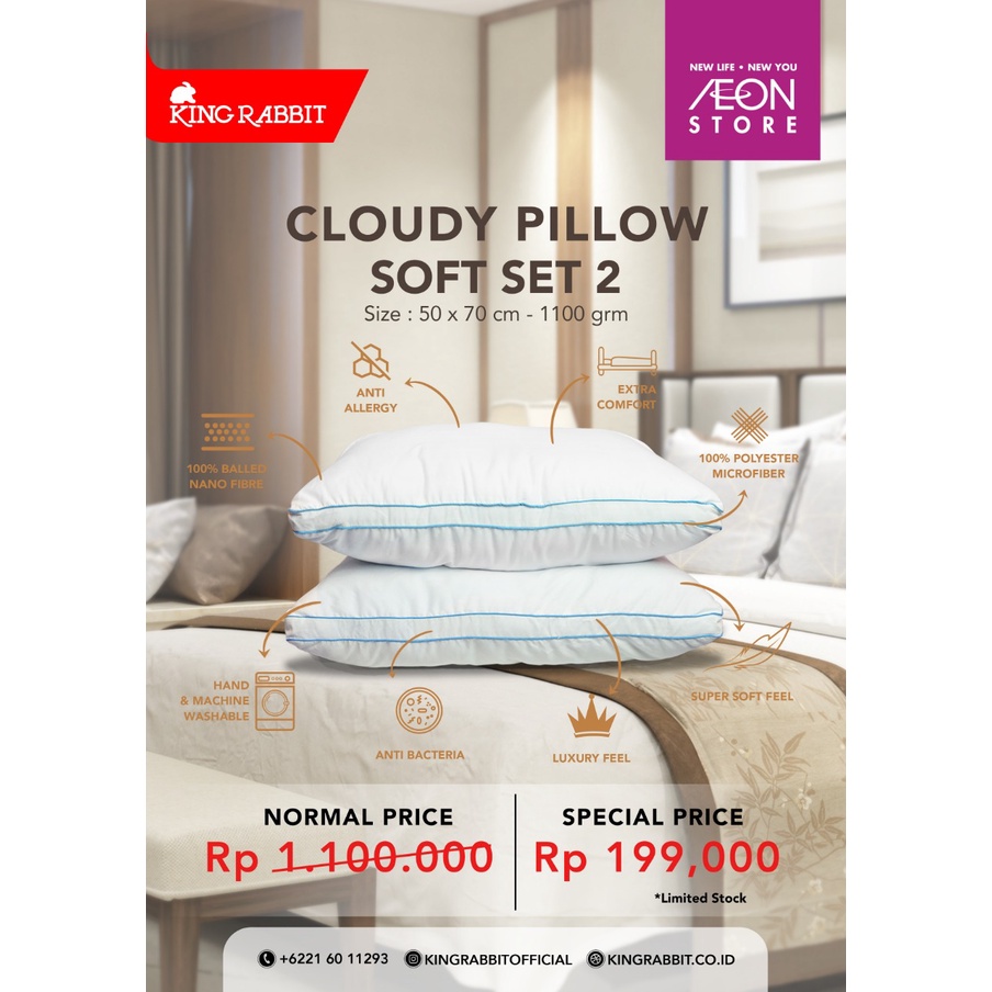 GC King Rabbit Bantal  Cloudy Pillow Soft set isi 2