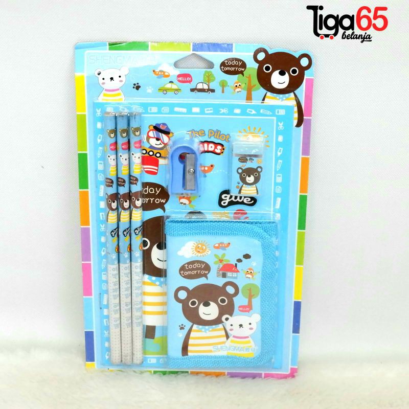 STATIONARY SET/SET ALAT TULIS/Buku &amp; Alat Tulis/4in1/Karakter Fancy/STATIONARY SET SM8851