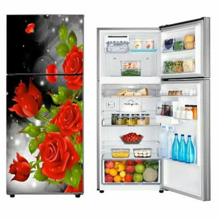 stiker kulkas 2pintu bunga mawar merah