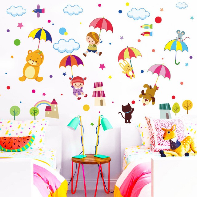 Reliza Wall Sticker Anak Payung Awan Kids Baby Stiker Dinding LDR8217