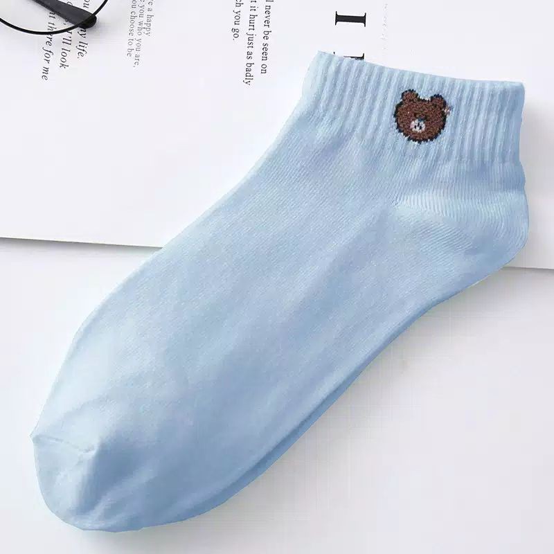 EV - KAUS KAKI PENDEK H006 MOTIF PANDA DENGAN BERBAGAI WARNA-BIRU MUDA