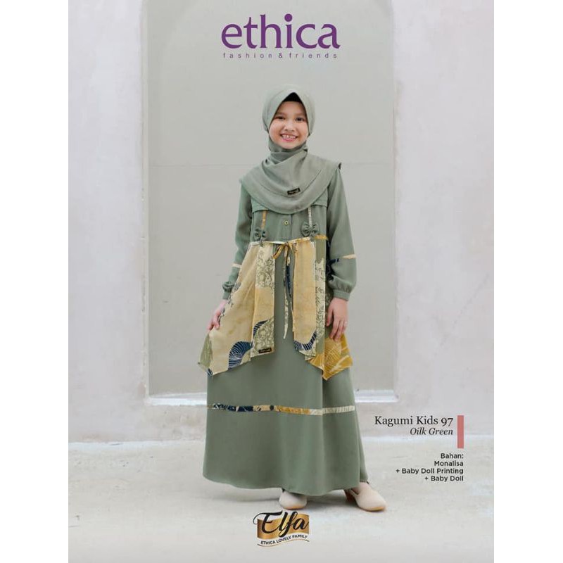 gamis anak ethica kagumi 97 kids oil green