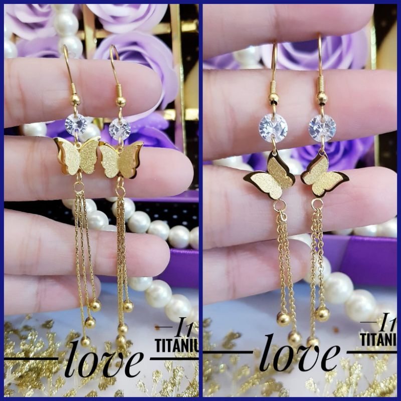 Anting Titanium Kupu Juntai Panjang 149228