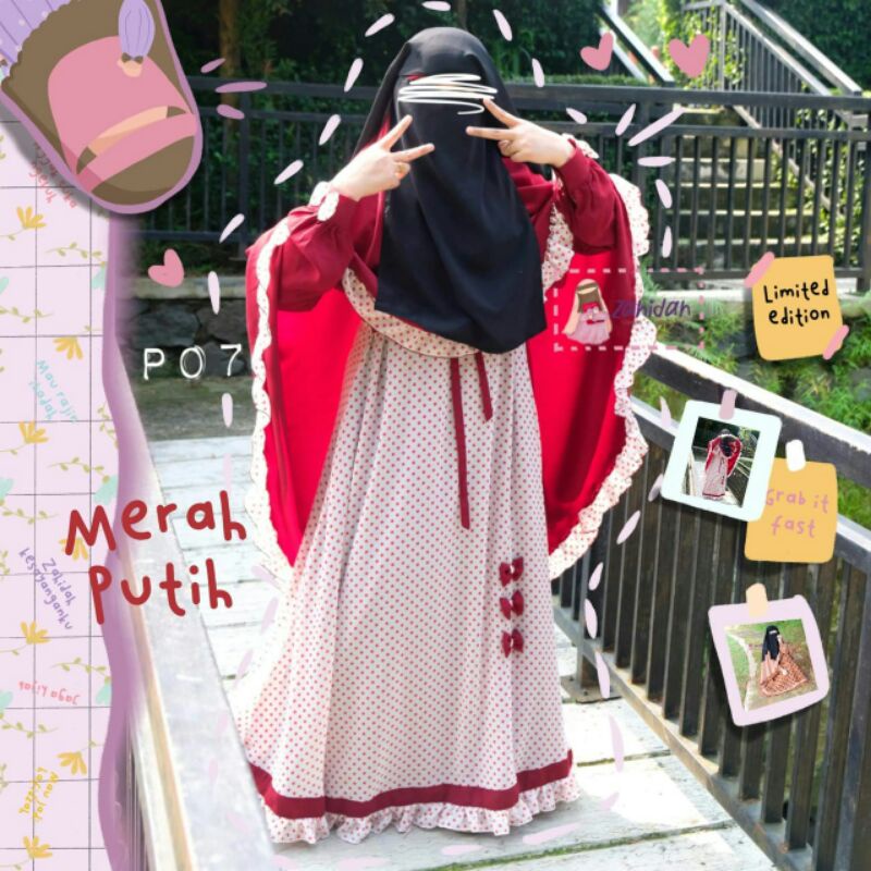 gamis sweet polka 2 set cadar original dari zahidah