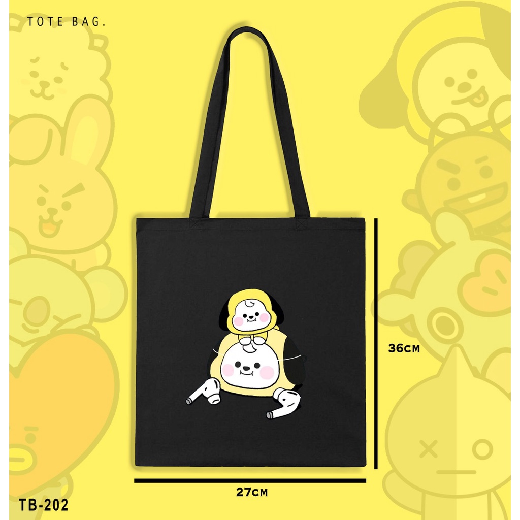 TAS WANITA/TOTE BAG KARAKTER BTS 21 /GAMBAR LUCU/REAL PICTURE/BISA UNTUK KULIAH/TAS IMPORT