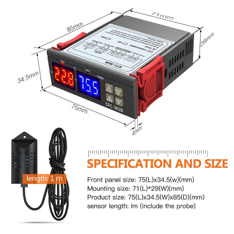 STC 3028 Termohygrostat 220V Termostat Hygrostat Pengatur Suhu Dan Kelembapan Digital