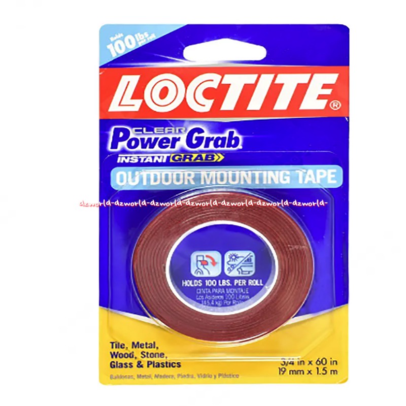 Loctite Clear Power Grab Instant Outdoor Mounting Tape Double Tape Double Tip Kuat Untuk Bahan Besi Ubin Kayu Batu Kaca Plastik Loktite Doubletape Isolasi Luar Ruangan Kuat