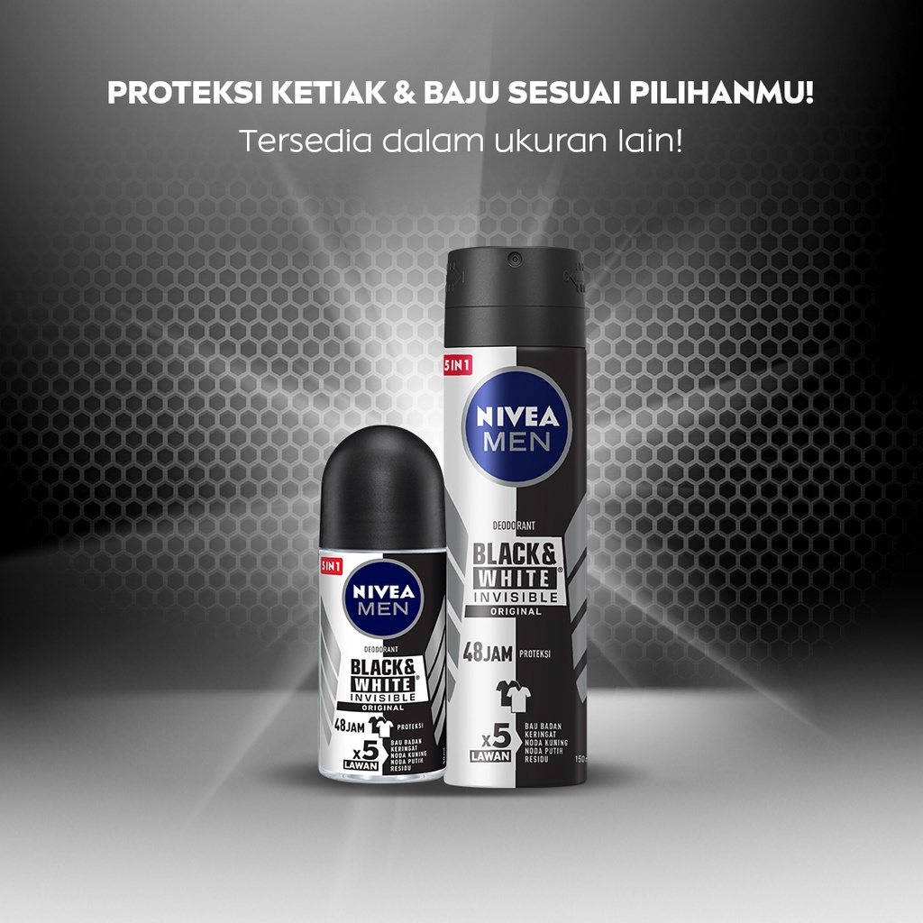 Nivea Men Personal Care Deodorant Invisible Black &amp; White Roll-On - 50 ml