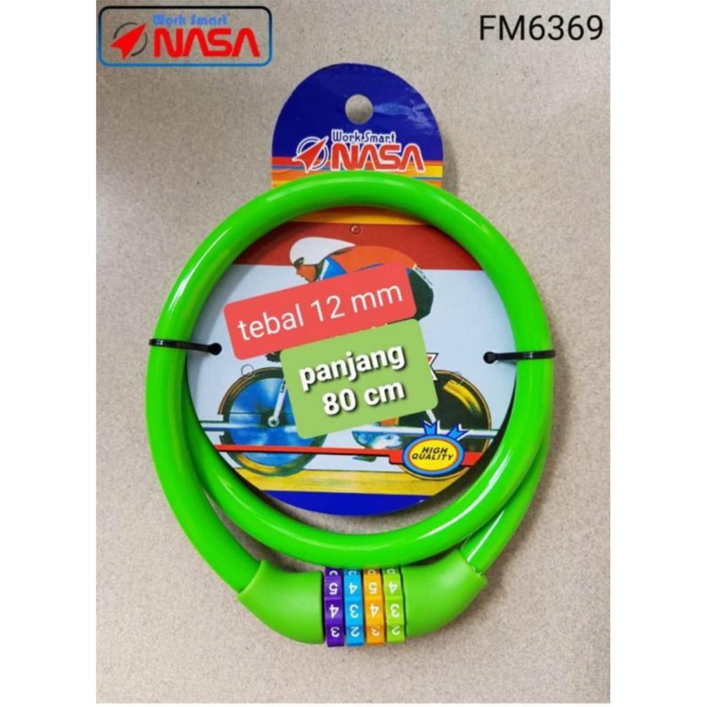 kunci sepeda gembok spiral cable lock warna warni 4 digit pin NASA