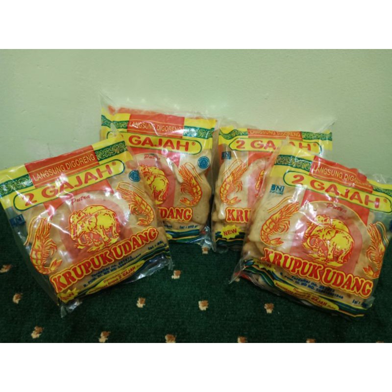 

krupuk udang 2 gajah putra | krupuk udang cirebon | paket 1 kg