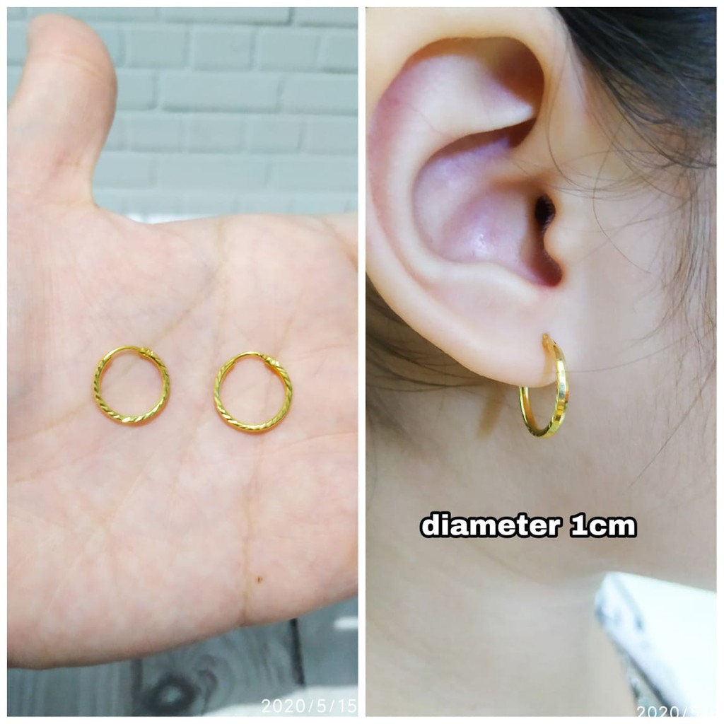 ANTING GIPSI UKIR KECIL PERAK ASLI LAPIS EMAS 24K S925 CC854