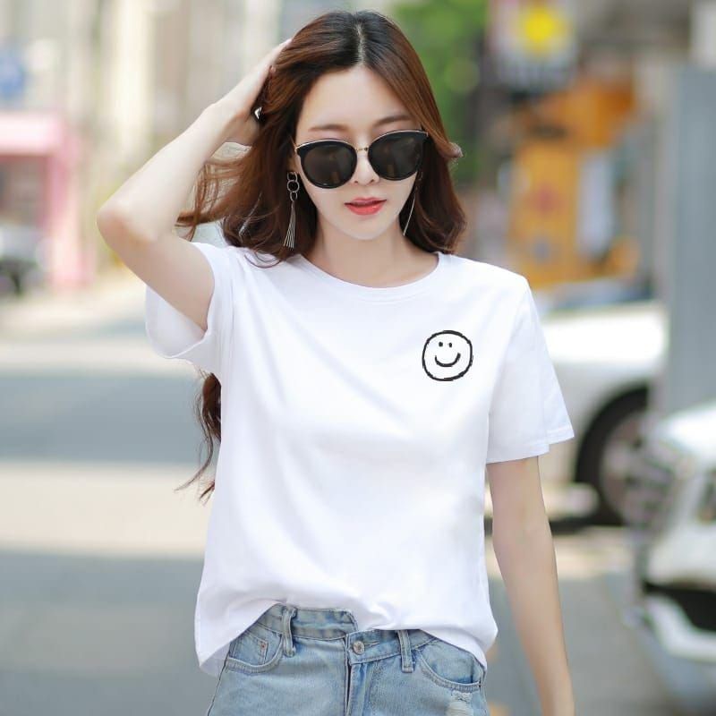 Kaos Wanita EMOT Baju Wanita Catton Combed Kaos Oblong Wanita