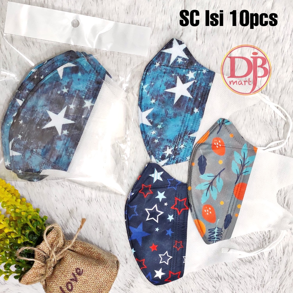 Masker Duckbill ONAME 3Ply Motif | Duckbill Dewasa 3Ply - Isi 10Pcs