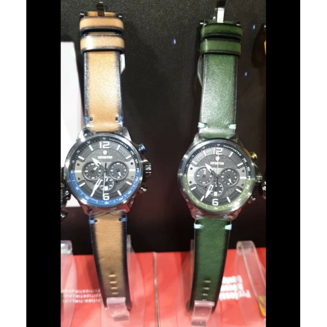 SALE TERMURAH Jam Tangan Pria Expedition E 6796 e6796 Black Green & Brown Leather Original 46mm