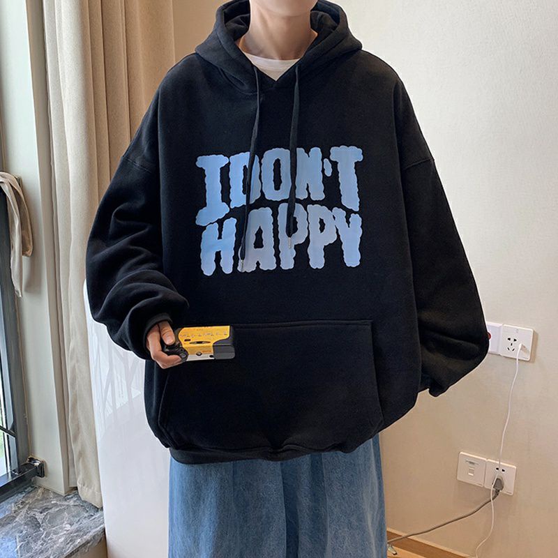 Hoodie Jumper BIG SIZE (S - 6XL) Korean Style I DON'T HAPPY Urban Style Jaket Harajuku Oversize Unisex Sweater