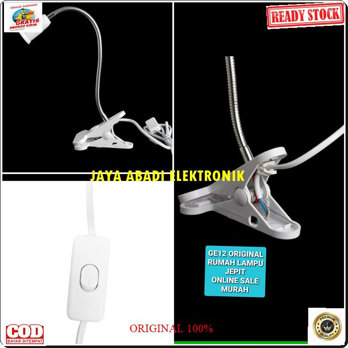 G12 Original rumah lampu belajar jepit lampu baca fitting e27 clamp led light power terang saklar mesin fleksibel belalai lentur lamp meja emergency bohlam penerangan hias Senter gantung sorot dinding G12  Bisa segala jenis lampu  Lampu Meja Jepit Fleksib