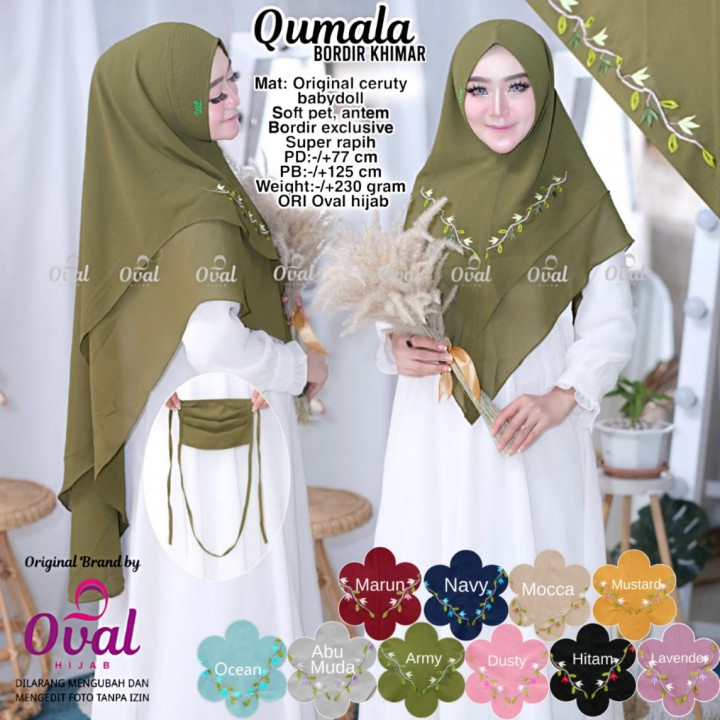 Qumala Bordir Khimar - Hijab Instan - Jilbab Instan - Original by Oval