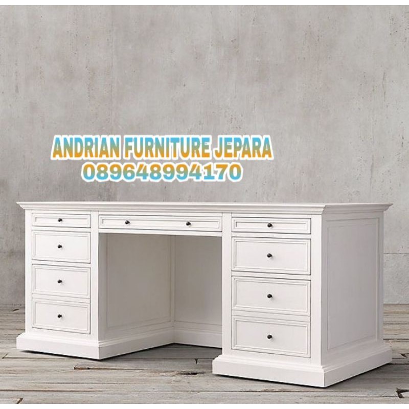 meja kantor meja direktur bahan kayu jati finishing