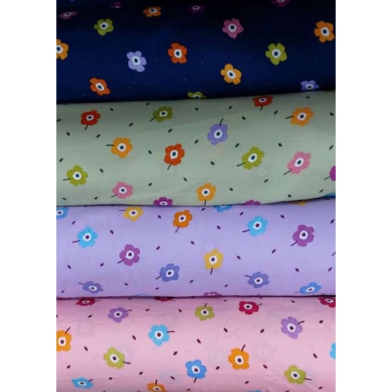 (Meteran 0.5) Kain Rayon Viscose Motif Bunga Kecil - Rayon Gamis Anak