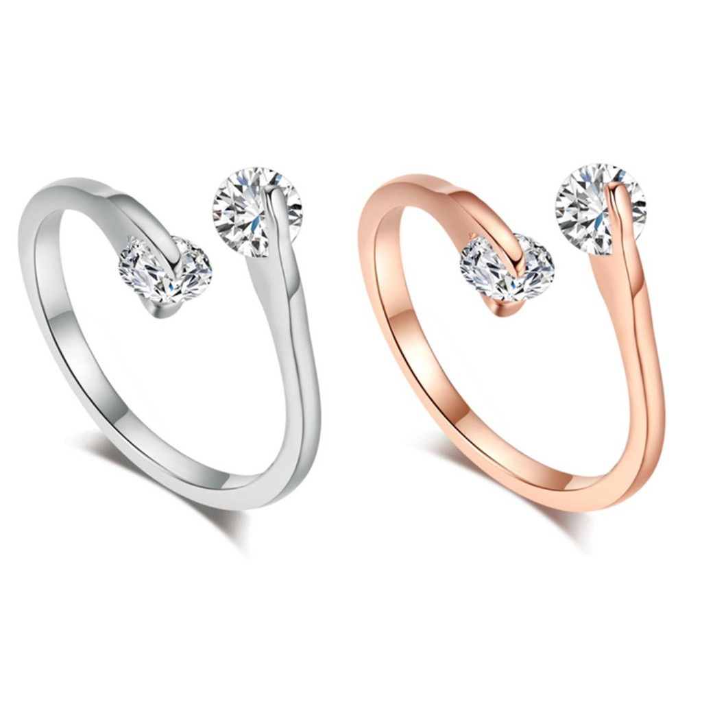 ✅Grosir Jam Senen - Cincin Model Terbuka Warna Silver dan Gold Aksen Berlian Gaya Casual untuk Wanita
