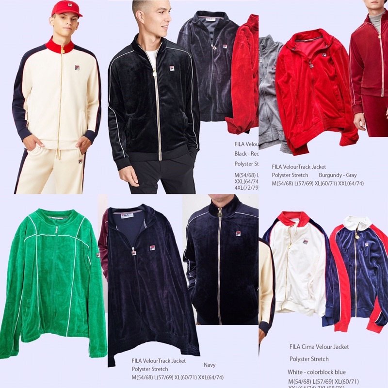 lovemecorner FILA VELOUR TRACK JACKET UNISEX CEWEK COWOK BISA PAKAI BIGSIZE ORIGINAL RECOMMENDED