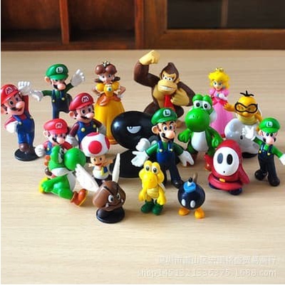 Figure Mario Bros Mainan Anak Super Mario Set isi 18 Topper Kue