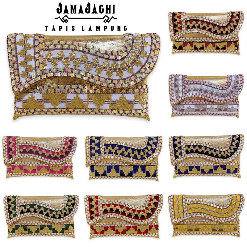 Jamajaghi Clutch Tapis Lampung Tas Pesta Payet Model Kampak Size M 27cm