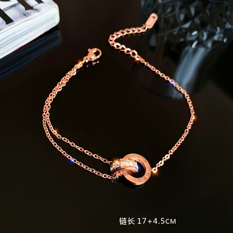 Gelang Titanium Wanita Anti Karat Kristal Bunga Kupu Desain Ins Korea Bangle Perhiasan Aksesoris-#7
