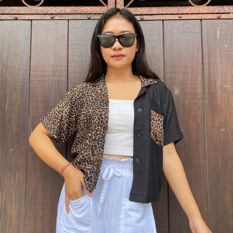 KEMEJA TWO TONE | CROP TOP | KEMEJA CROP