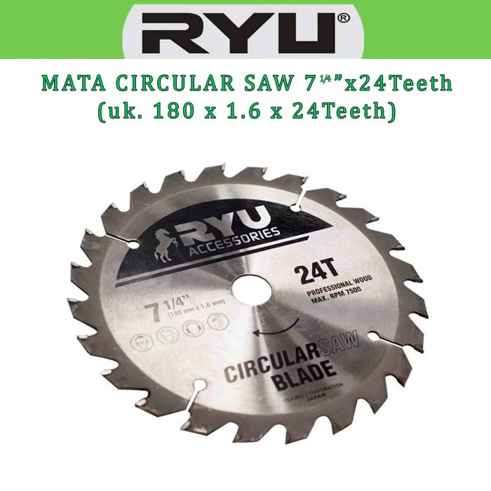 Ryu Circular Saw Blade 7 Inch x 24 T Mata Gergaji Circle 7 Inch x 24 T / Mata Circle 7 Inch x 24 T