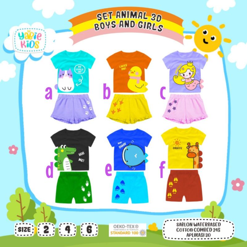 YABIE KIDS SETELAN 3D ANAK SIZE 2-6Y