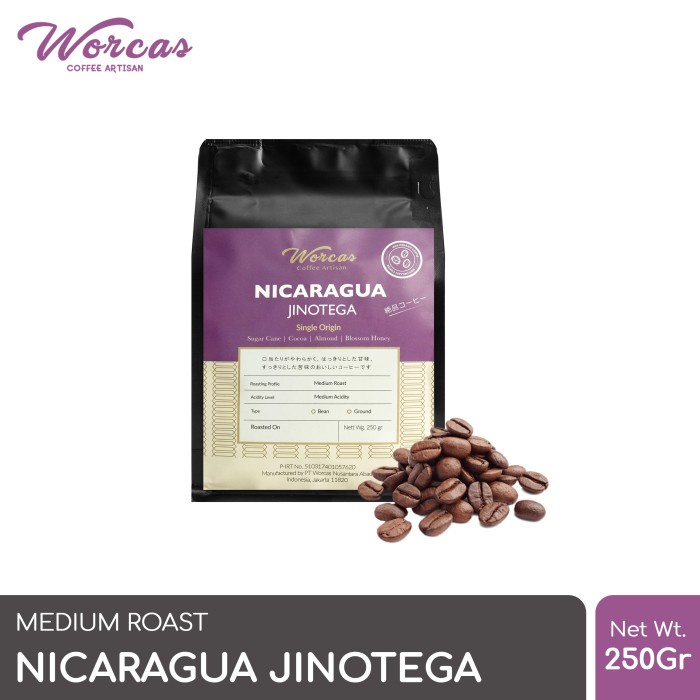 

vf0100f Worcas Arabica Nicaragua Jinotega 250 Gram - Medium Roast - Kopi Biji Ds20X11