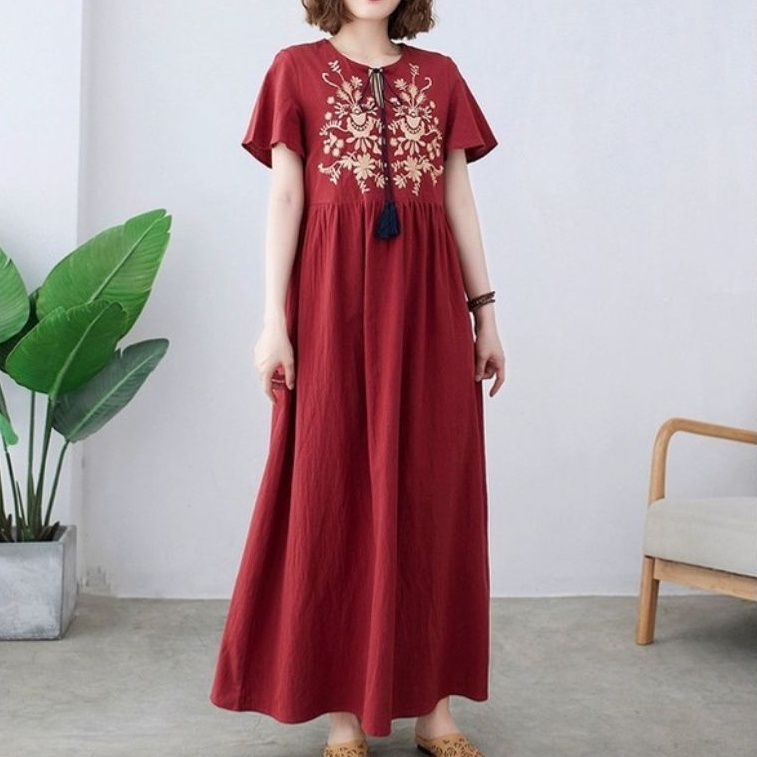 72270 Baju Maxi dress gaun pesta etnik Korean style wanita import baju Maxidress Maxi dress gaun pes
