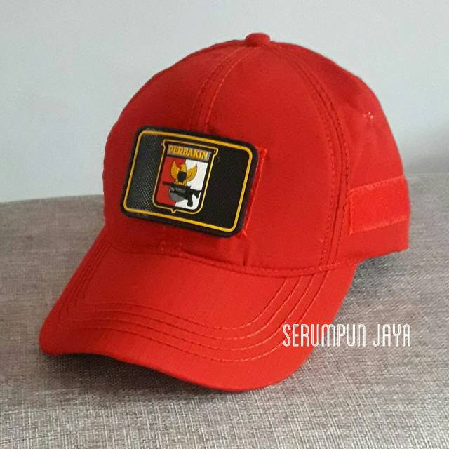 TOPI PERBAKIN - TOPI PERBAKIN MERAH VELCRO + PATCH