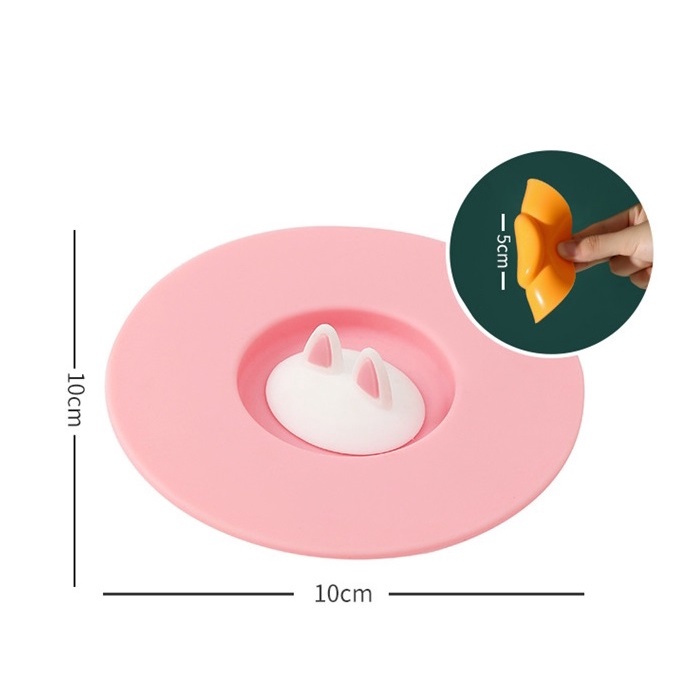 MARKAS88 Tutup Gelas Silikon Penutup Gelas Silikon Motif Kucing Lucu Tutupan Cangkir Silicone