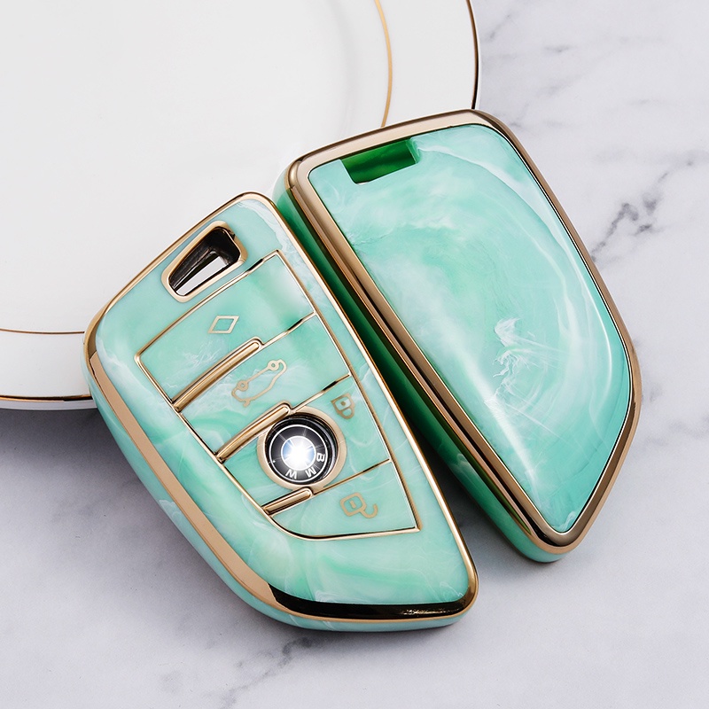 Casing Kunci Mobil Bahan TPU Motif Giok Untuk BMW X1 X3 X5 X6 X7 1 3 5 6 7 Series Z4 G20 G30 G11 F15 F16 f39 G01 G02 F48