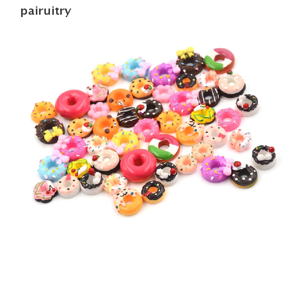 Prt 10 Pcs Miniatur Donat Bahan Resin Untuk Dekorasi Casing Handphone