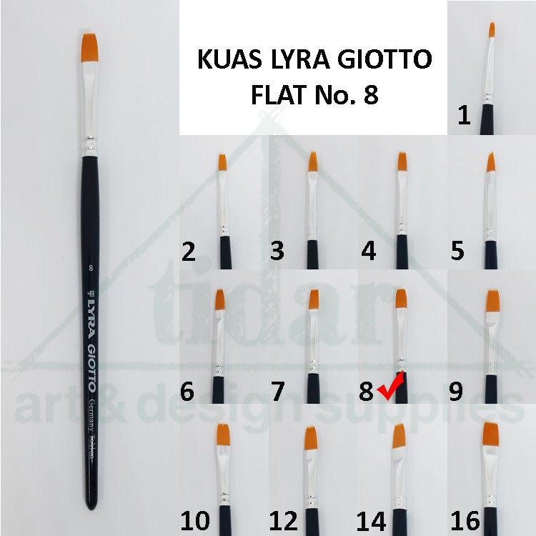 

Lyra Giotto Artist Flat Brush No. 8 - Kuas Lukis Taklon Lira Gepeng / Datar